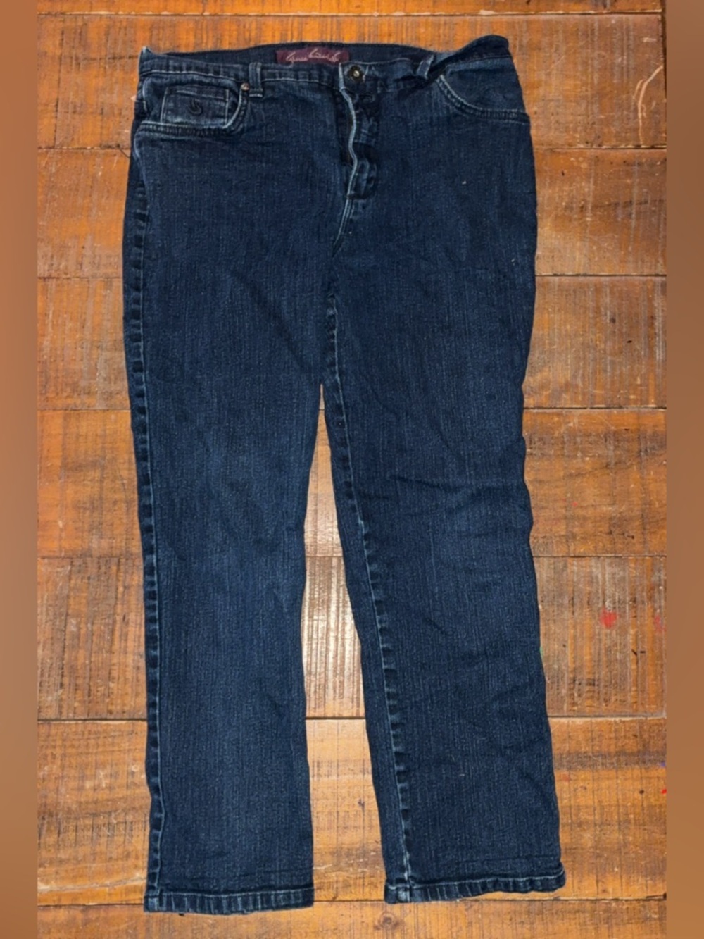 Gloria Vanderbilt Dark Wash Straight Leg Jeans Size 12 Petite Classic Denim